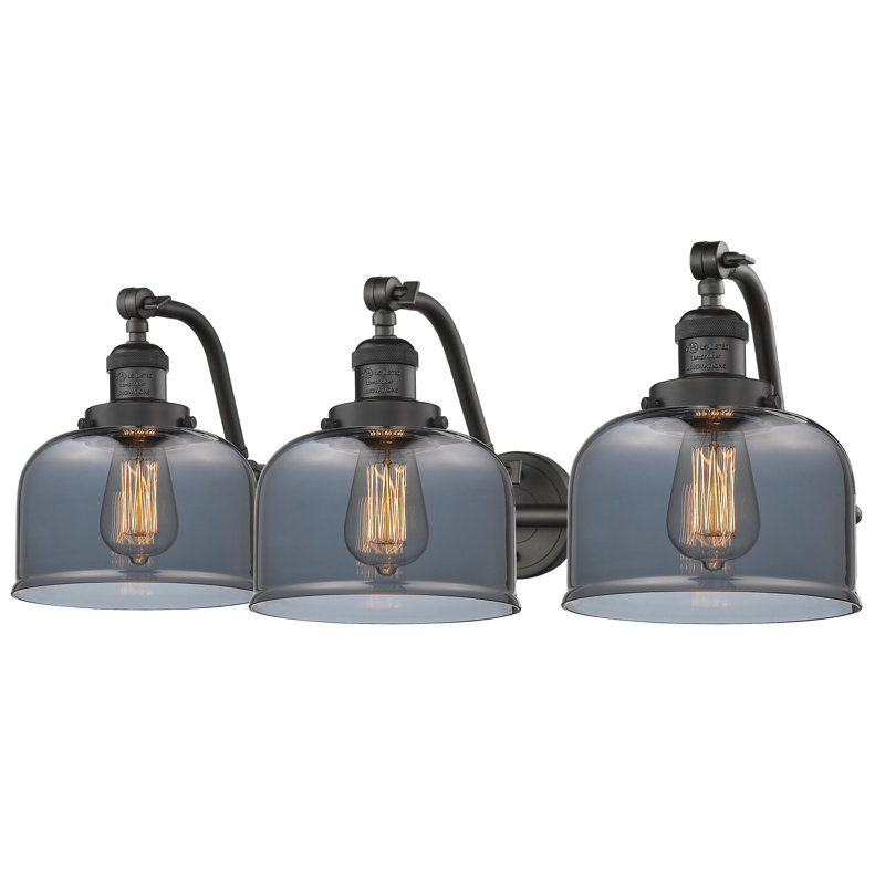 Éclairage pour salle de bain 3 lumières Plumlee, Bronze huilé, Plaqué couleur fumée, Ampoule DEL 6 watts Vinage