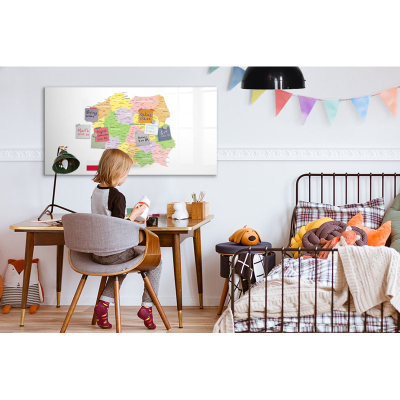 Magnetic Memo Board Whiteboard - 120 x 60 cm - With Marker and Magnets - Map of Poland