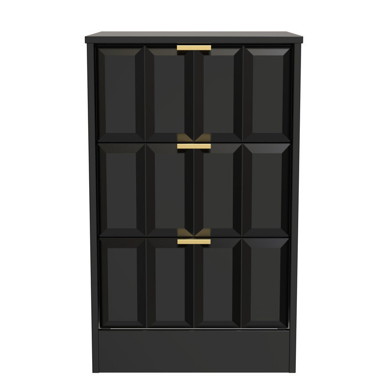 Arnesto 45cm W Manufactured Wood Bedside Table, Deep Black/Black Matt