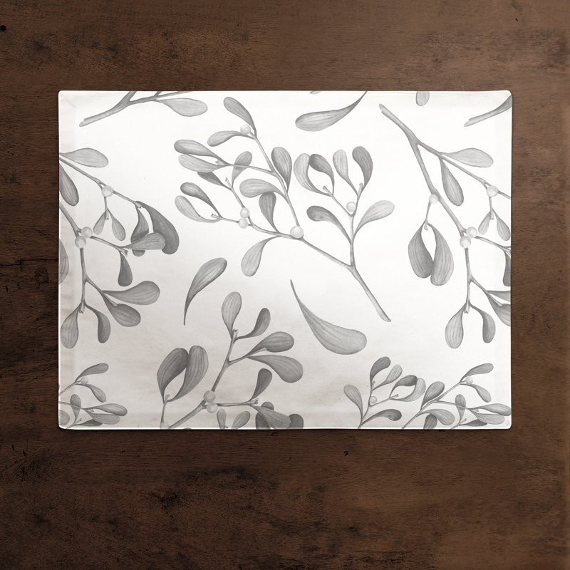 Napperon aquarelle feuilles et baies, gris