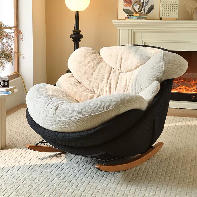 Chaise berçante moderne et décontractée, Noir/crème