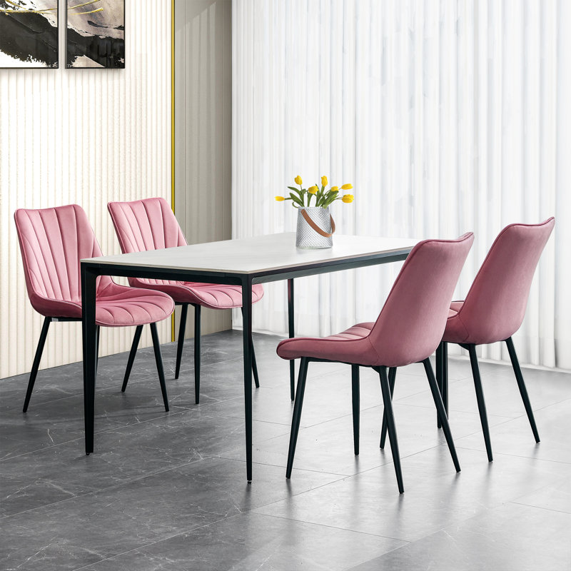 Chaise d'appoint capitonnée en velours rose, Velours rose