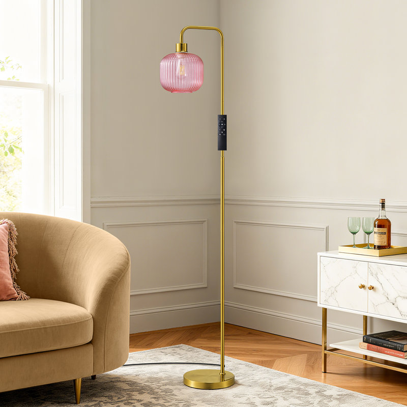 Lampe sur pied arquée 67 po avec télécommande et ampoule 67 po, Rose