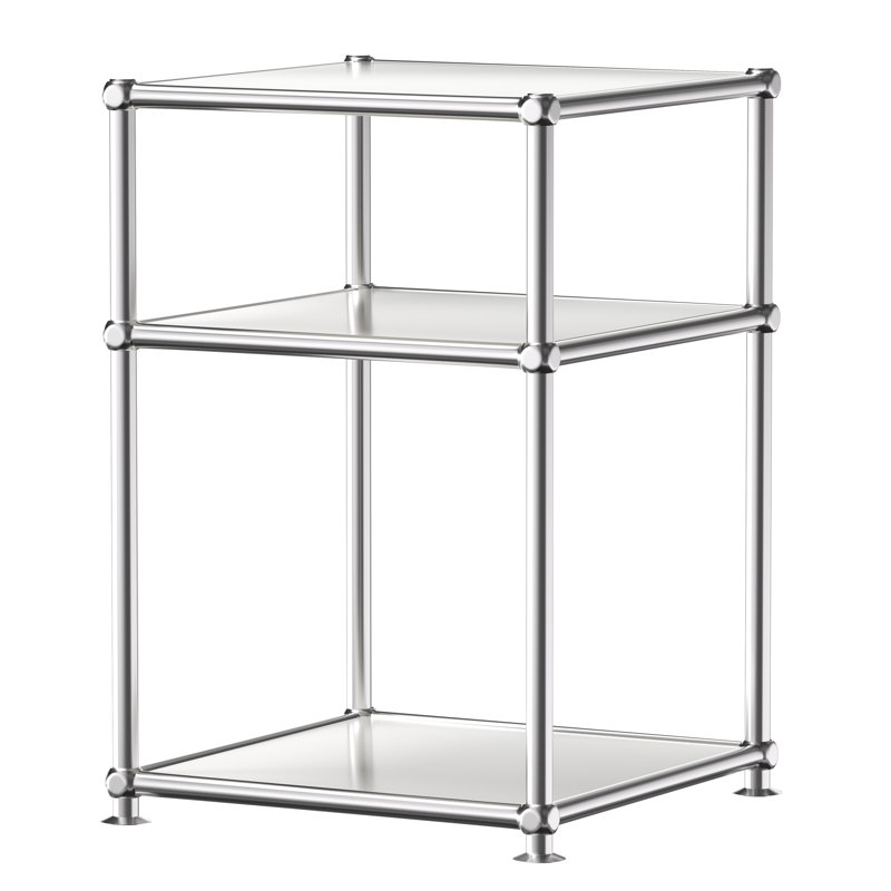 3-Tier Modular Storage Shelf, Galvanized Iron Panel Open Shelving Unit  for Living Room, Bedroom, Office, Bathroom, Kitchen
