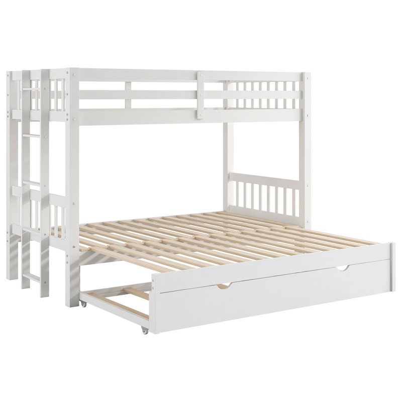 Twin Over Pull-Out Bunk Bed With Trundle, White