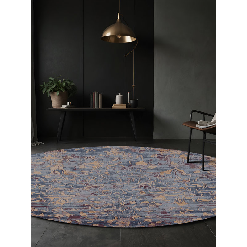 Machine Washable Gray Area Rug, Round 3'