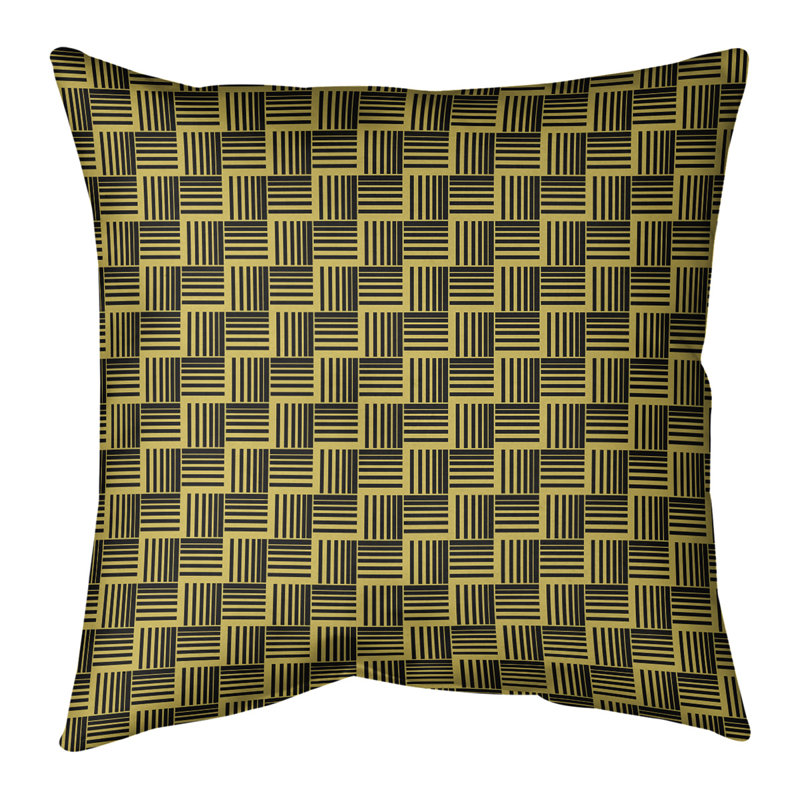 Rayures tressées Coussin décoratif, H 14 po x l 14 po, Duvet synthétique, Jaune