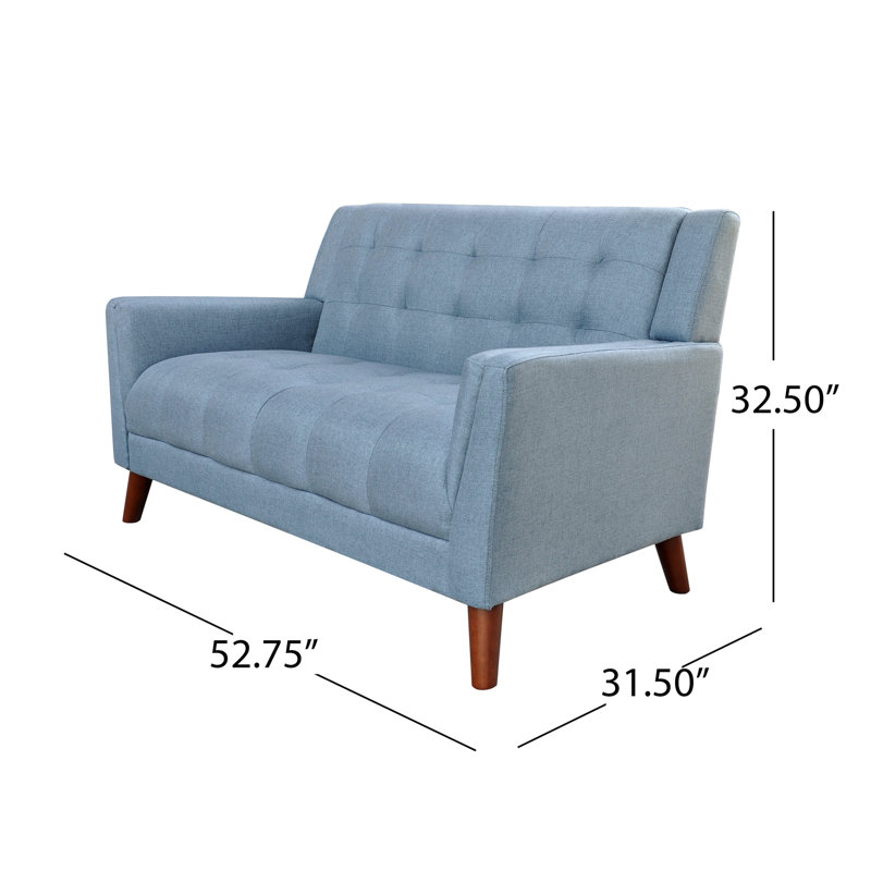 Evelyn Blue and Walnut Mid-Century Modern Arm Chair and Loveseat Set