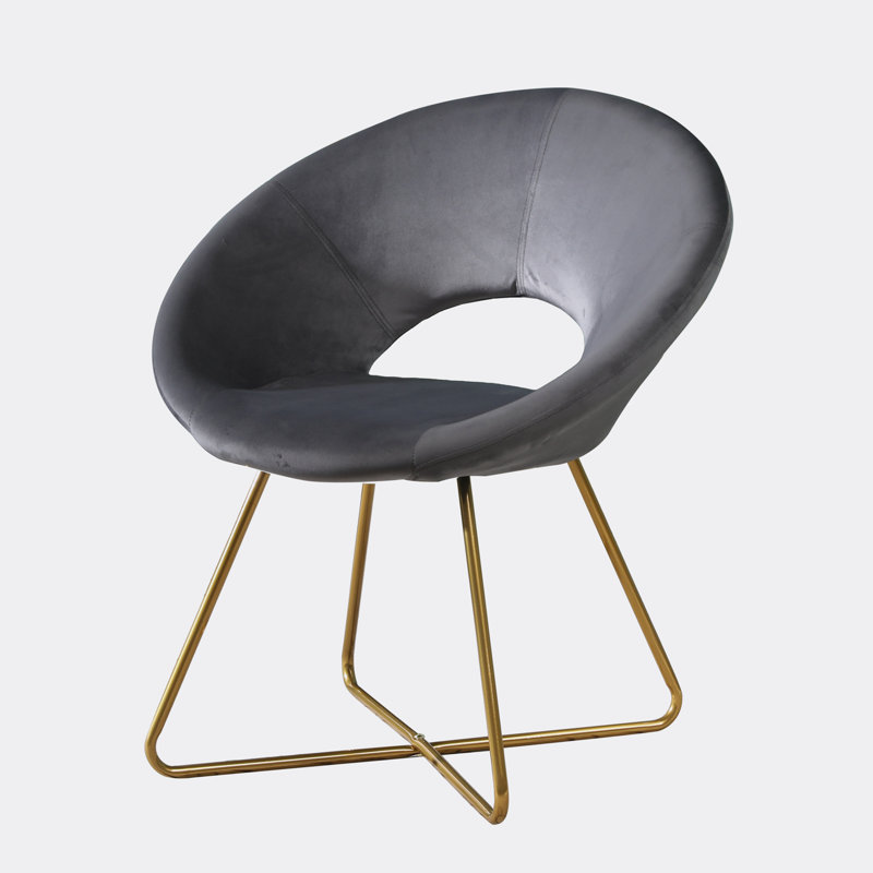 Enneko Velvet Accent Chair, Gray Velvet