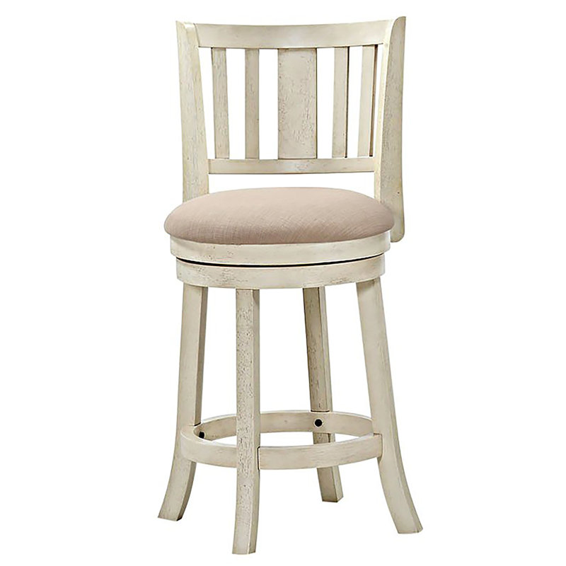 Chaney Swivel Upholstered Counter Stool with Solid Wood Frame