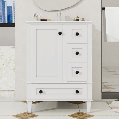 24-inch Bathroom Vanity with Sink, 3 Drawers and Door