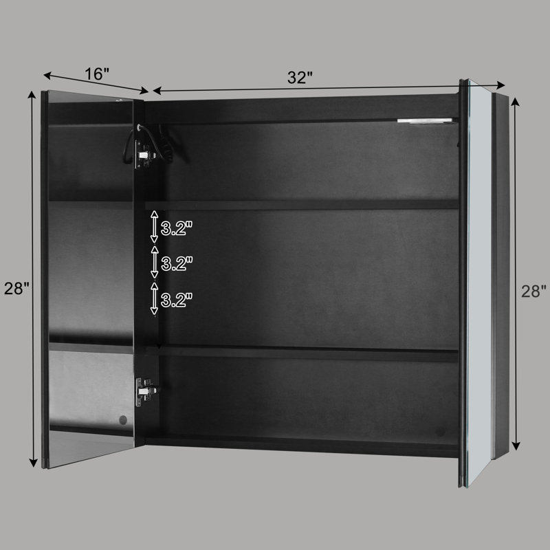 Cashanda 32'' W 28'' H Framed Medicine Cabinet Mirror, Black