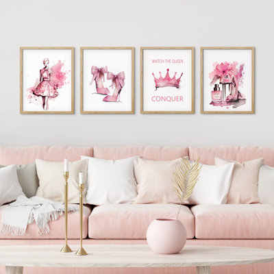 " Pastel Watercolor Ballerina Perfume Bottle Heels " 4 - Pieces