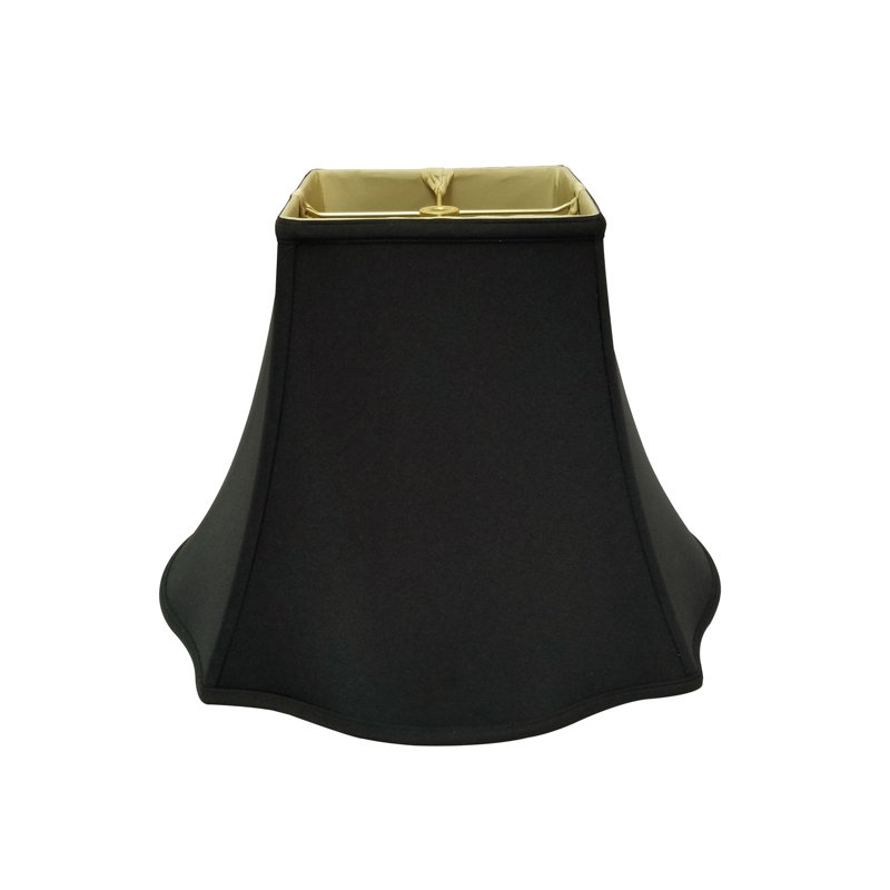 Abat-jour cloche en soie / shantung (araignée), Noir / Blanc cassé, H 11,5 po x l 14 po x P 14 po