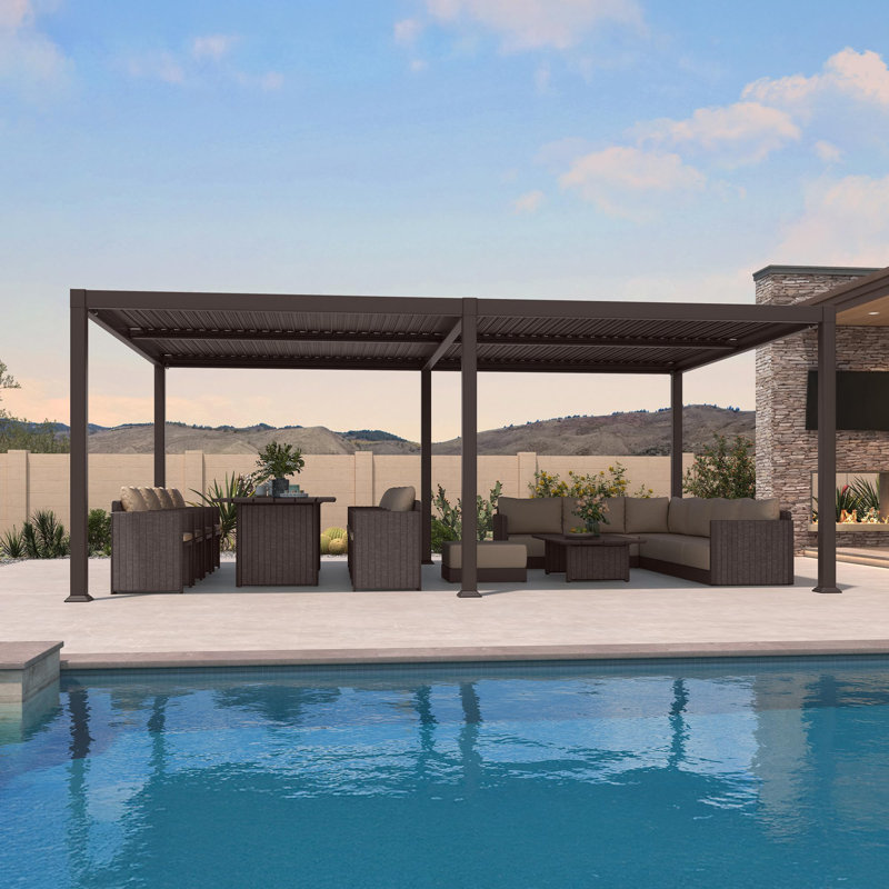 Pergola à persiennes 13 'x 20' à toit mauve pour terrasse
