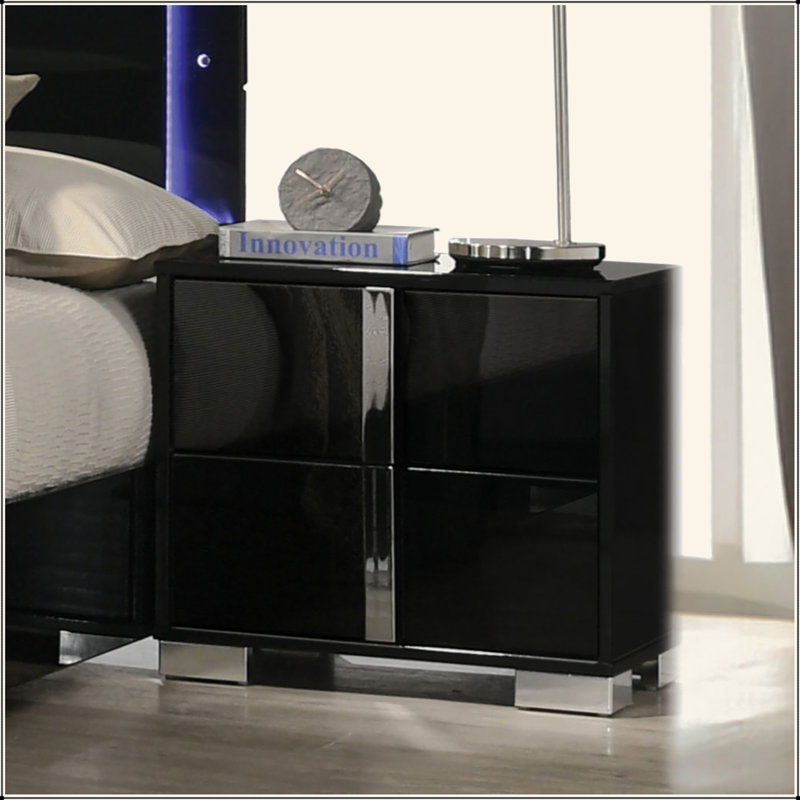 Table de chevet contemporaine classique 1pc, Noir