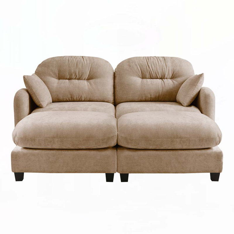 Canapé modulaire en chenille 2 places avec 2 coussins et 2 repose-pieds, H 36,6 po x l 74 po x P 34,2 po, 2, Chameau