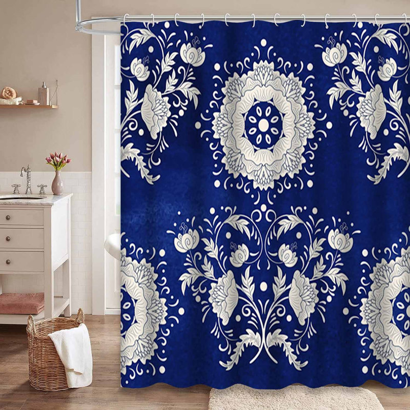Rideau de douche chinois avec 12 crochets, L 72 po x l 84 po