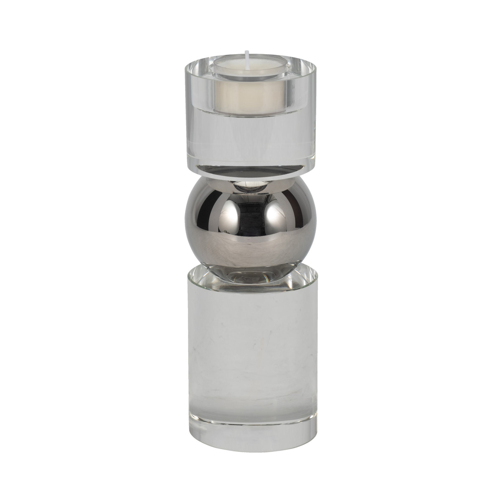 Riter Crystal Candlestick Holder, Silver, 8" H x 3" W x 3" D