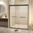 44-48" W × 72" H Tempered Glass With Explosion Proof Film, Aluminum Frame Double Sliding Shower Door, "1/4 (6 Mm), Stainless Steel Handle