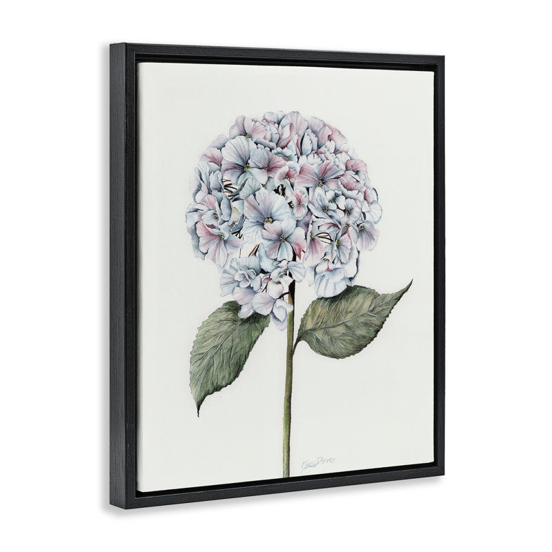 Cadre rond avec ampoule hortensia flottante, design par Cady, Cadre flottant noir de jais, H 21 po x l 17 po