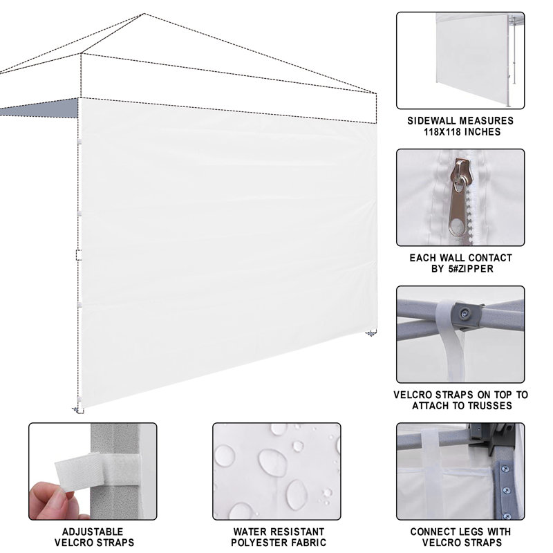 Amaal Arlmont & Co. Fabric Side Wall for Canopy, White