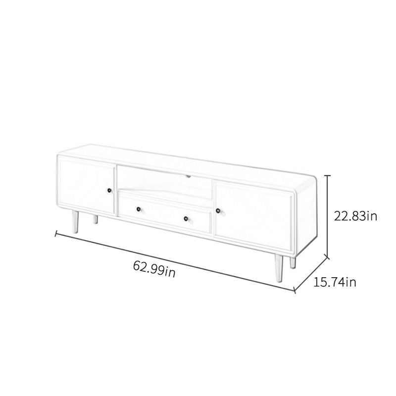 Meuble télé simple en bois massif de style crème moderne, 62.99"