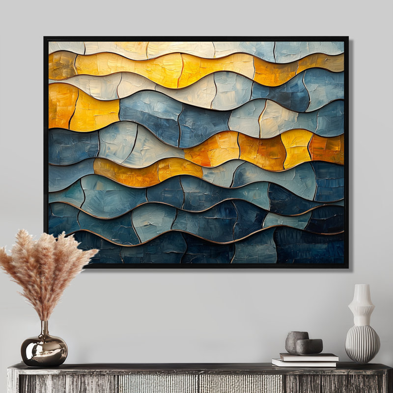 Withrow - Abstract Canvas Art Print, H 30 po x l 40 po, Noir, noir, noir, noir, Floater Framed