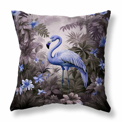 Tropical Flamingo Haven Outdoor Reversible Throw Pillow