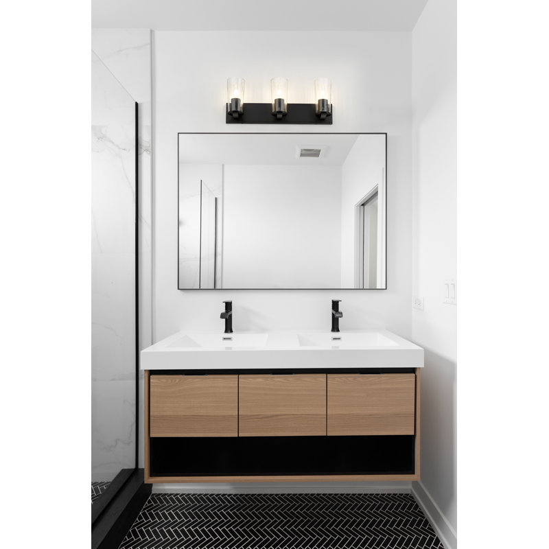 Meuble-lavabo 3 lumières Esma, Noir mat
