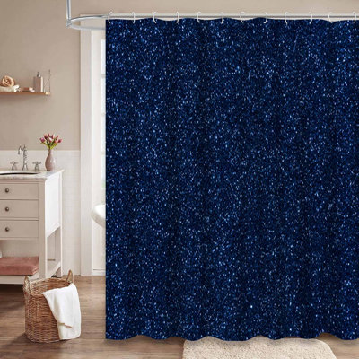 Rideau de douche bleu marine avec 12 crochets