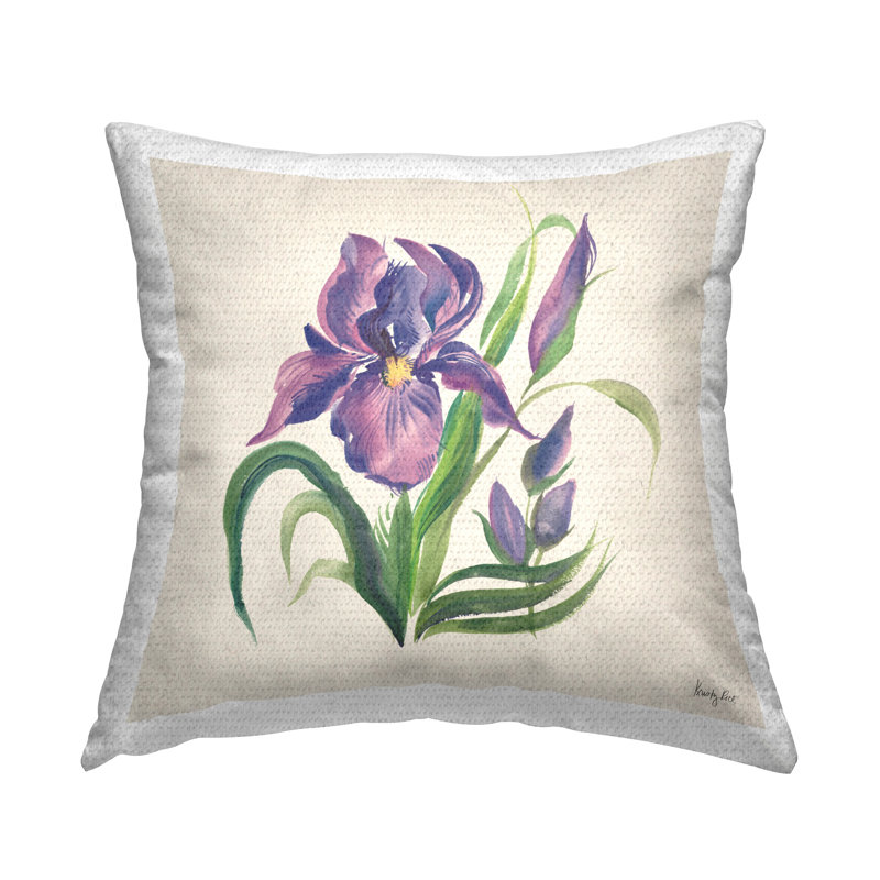 Coussin décoratif à imprimé floral mauve iris par Kristy riz
