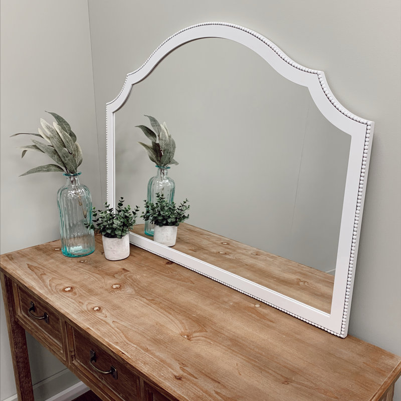Miroir pleine grandeur Couran, Lin blanc, 27,38 po x 38,38 po