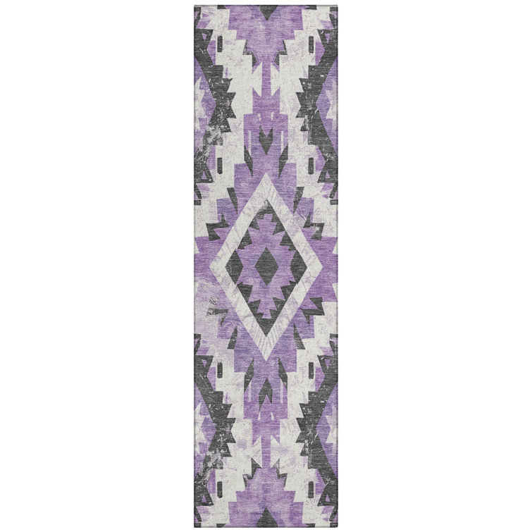 Machine Washable Indoor/Outdoor Xhevrie Purple Rug