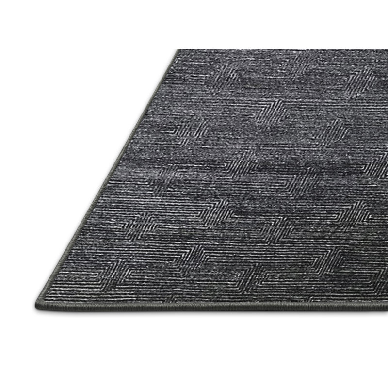 Tapis noir à motif géométrique Iqlaas, Rectangle 3 pi x 5 pi