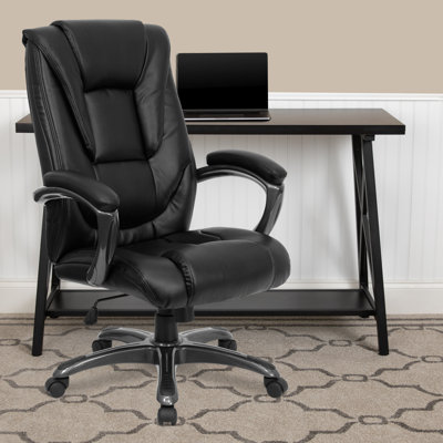 High Back LeatherSoft Swivel Ergonomic Office Chair w/Deep Curved Lumbar