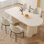 70.86" Modern Rectangle Cream White Dining Table Set with 4 Chairs for Kitchen, Bar, Living Room