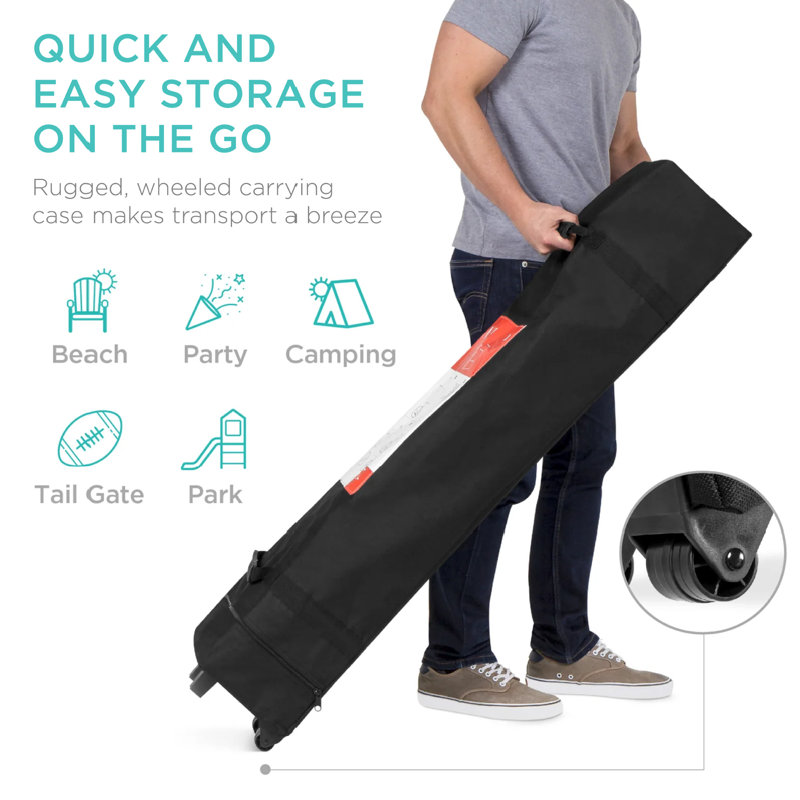 Best Choice Products Easy Setup Pop Up Canopy W/ 1-Button Setup, Wheeled Case, 4 Weight Bags, 12ft x 12ft, Sand