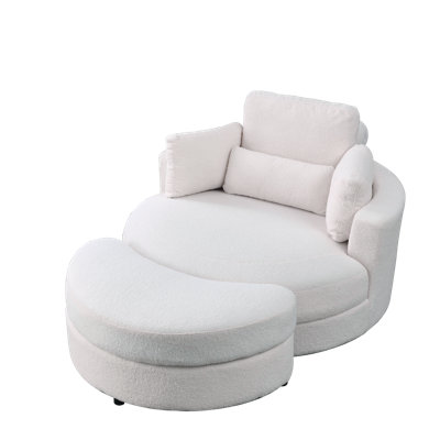 Fauteuil pivotant, fauteuil club avec repose-pieds de rangement Élizandro 51