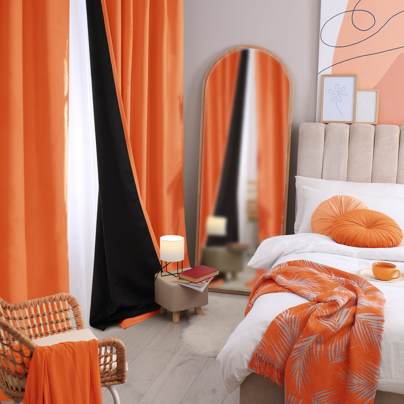 Andrijana Blackout Curtain Pair, Orange, 52" W x 108" L