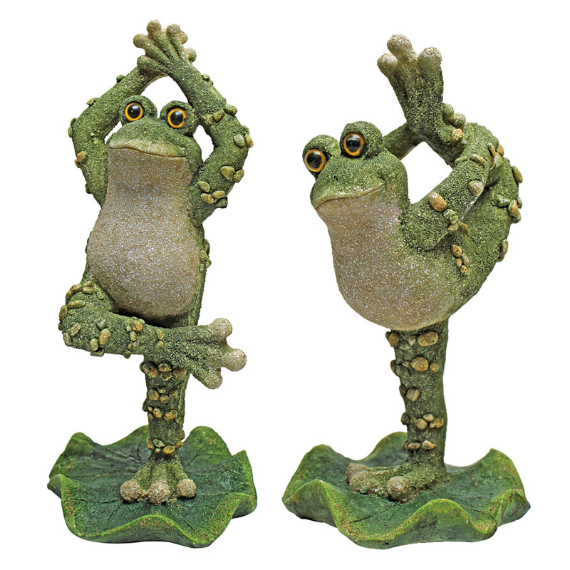 Set of 2 Boogie Down, Dancing Frog Statue