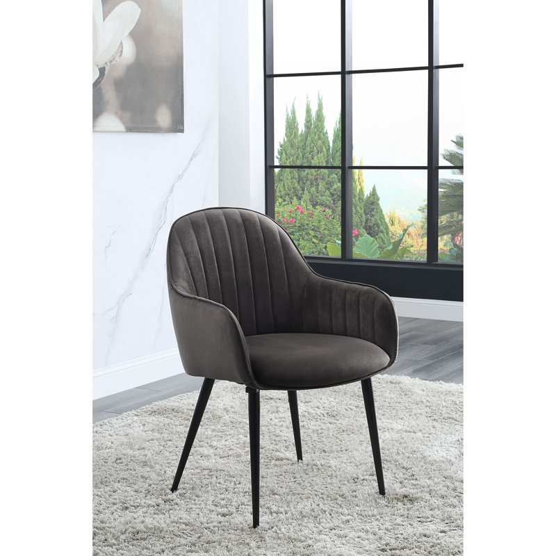 Giannone Tufted Side Chair in Dark Gray and Black (Set of 2)