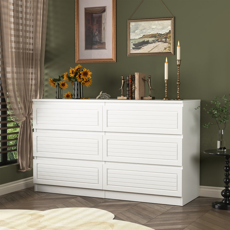 Commode double 6 tiroirs Modern White