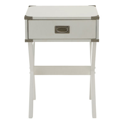 Grable Transitional Wooden 1-Drawer Rectangular End Table with Metal Corners