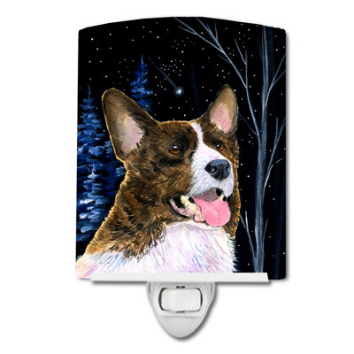 Éclairage de nuit en céramique starry corgi