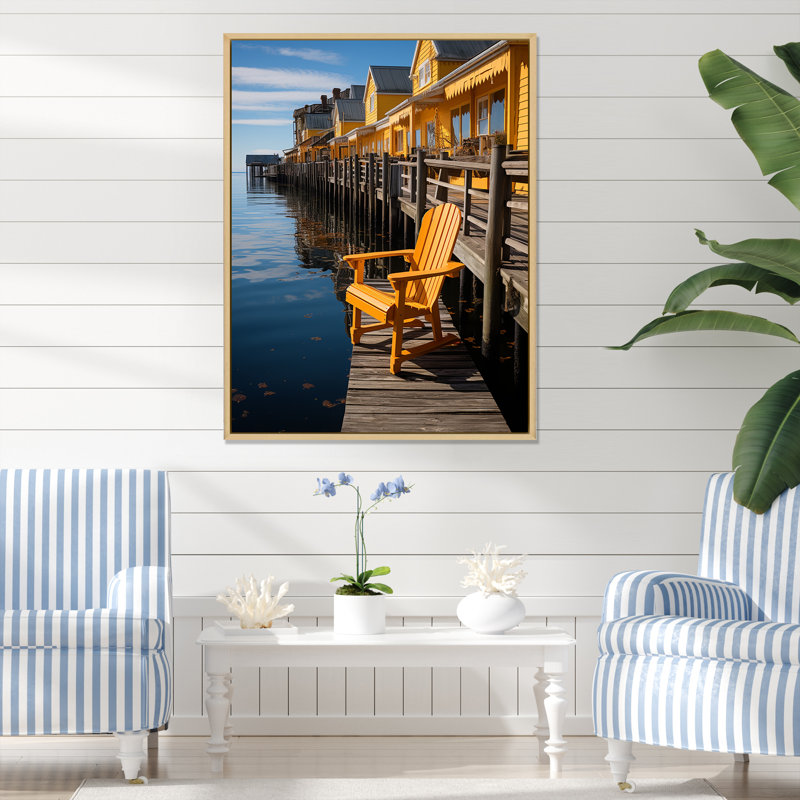 Pier Pier Reflections I " Pier Pier Reflections I ", 32" H x 24" W x 1" D, Natural Floater Framed