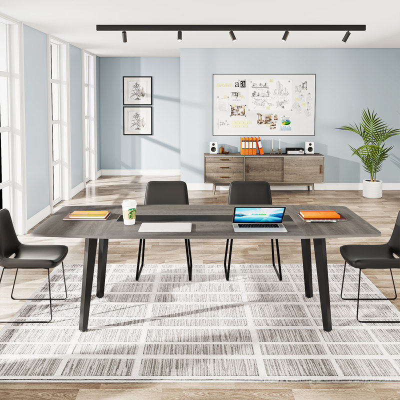 180cm Boat Shaped Conference Table, Grey