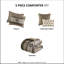 Édredon 5 pièces à rayures à chevrons brun avec coussins décoratifs, grand / grand. Microfibre, lavable à la machine et nettoyage des taches double / grand, motif.-120276175