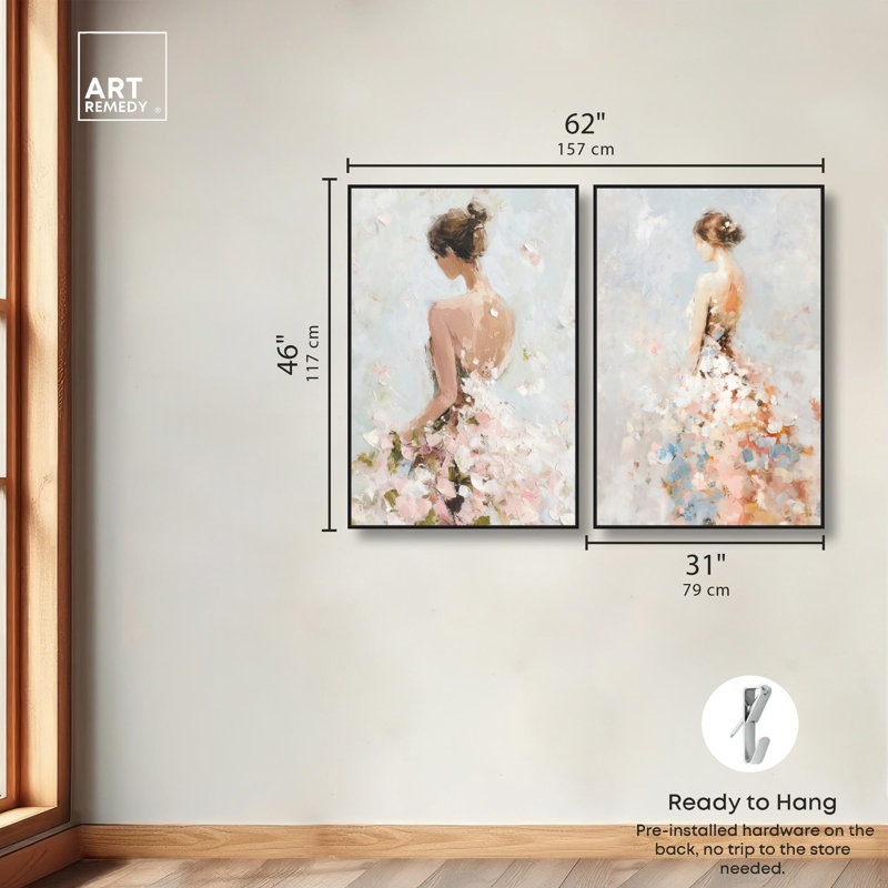 "Dreamscape Glam Art", ensemble de 2 impressions sur toile par , H 46 po x l 31 po, Noir