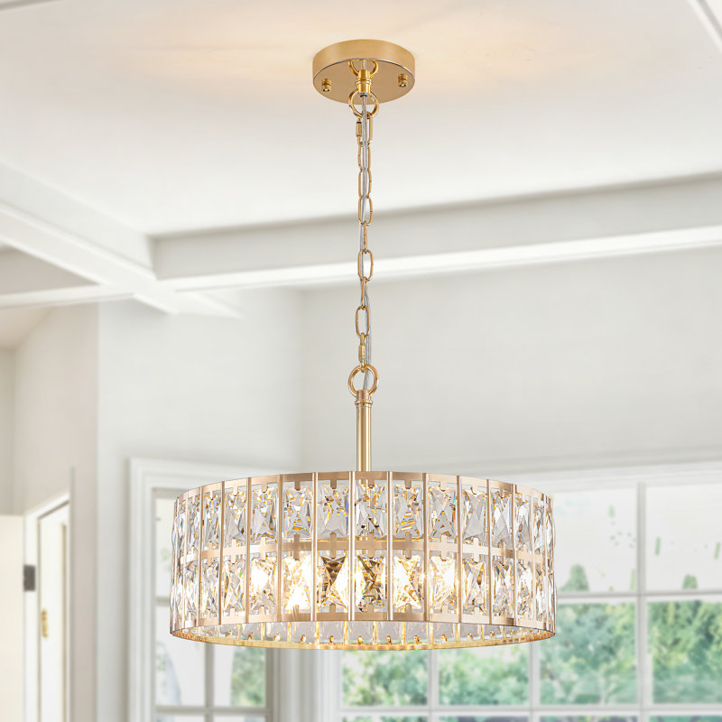 Lustre tambour en cristal 5 lumières Khyryn, Or français